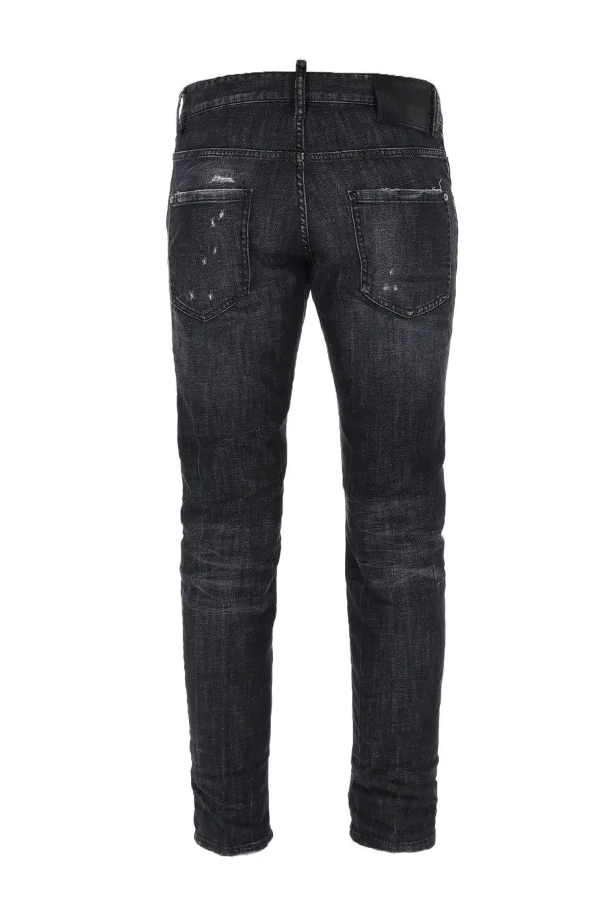 Dsquared2 men’s dark-wash denim jeans with distressed details slim fit black cinque tasche style