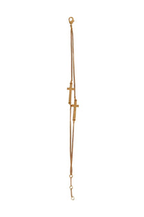 Dsquared2 men’s jesus bracelet gold with gold-toned double chains and two sleek minimalist cross charms