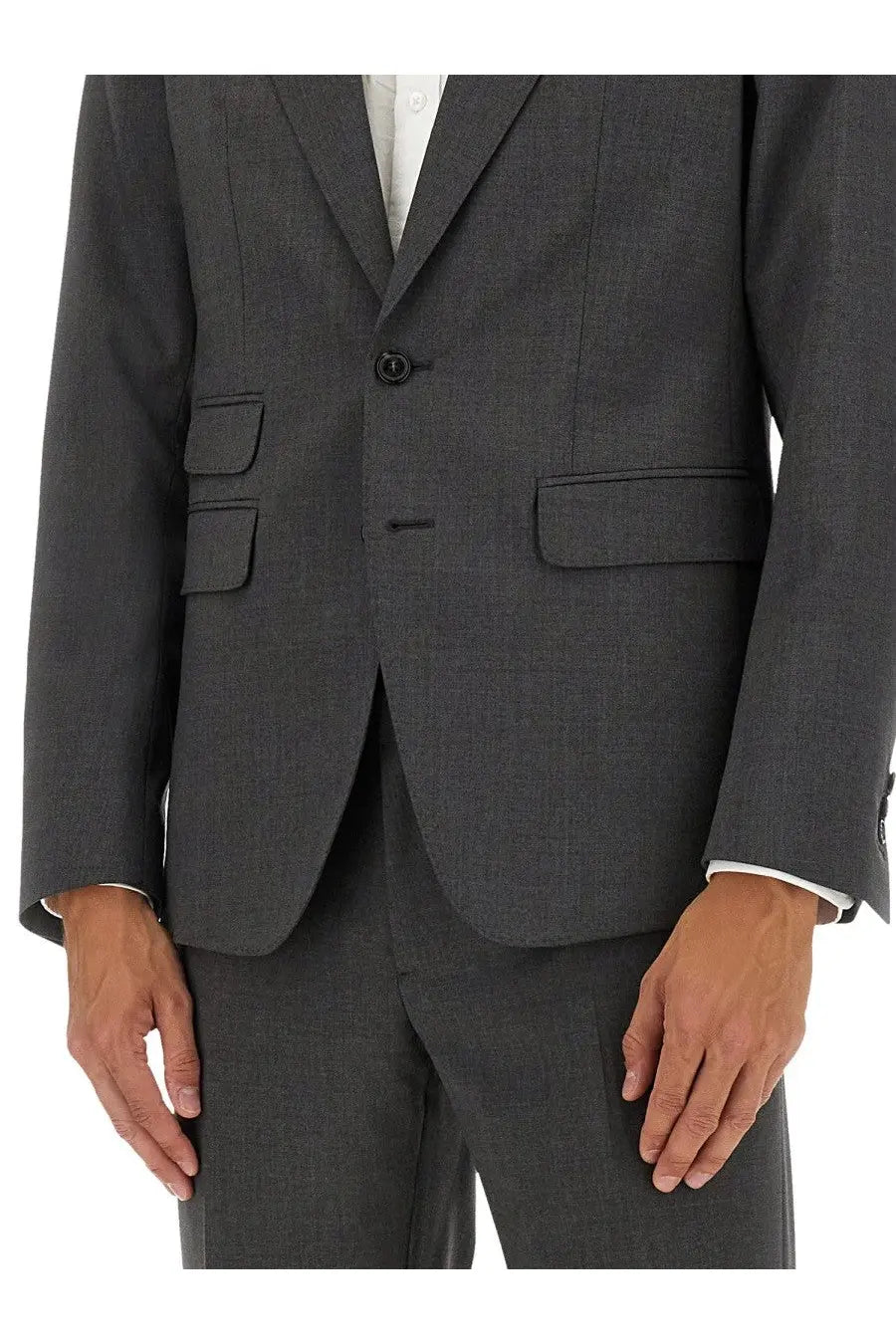 Dsquared2 men’s london dress grey dark gray textured wool blazer with notched lapels and two flap pockets