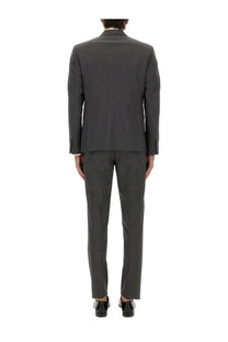 Dsquared2 men’s London dress grey tailored charcoal gray suit with classic fit and subtle texture