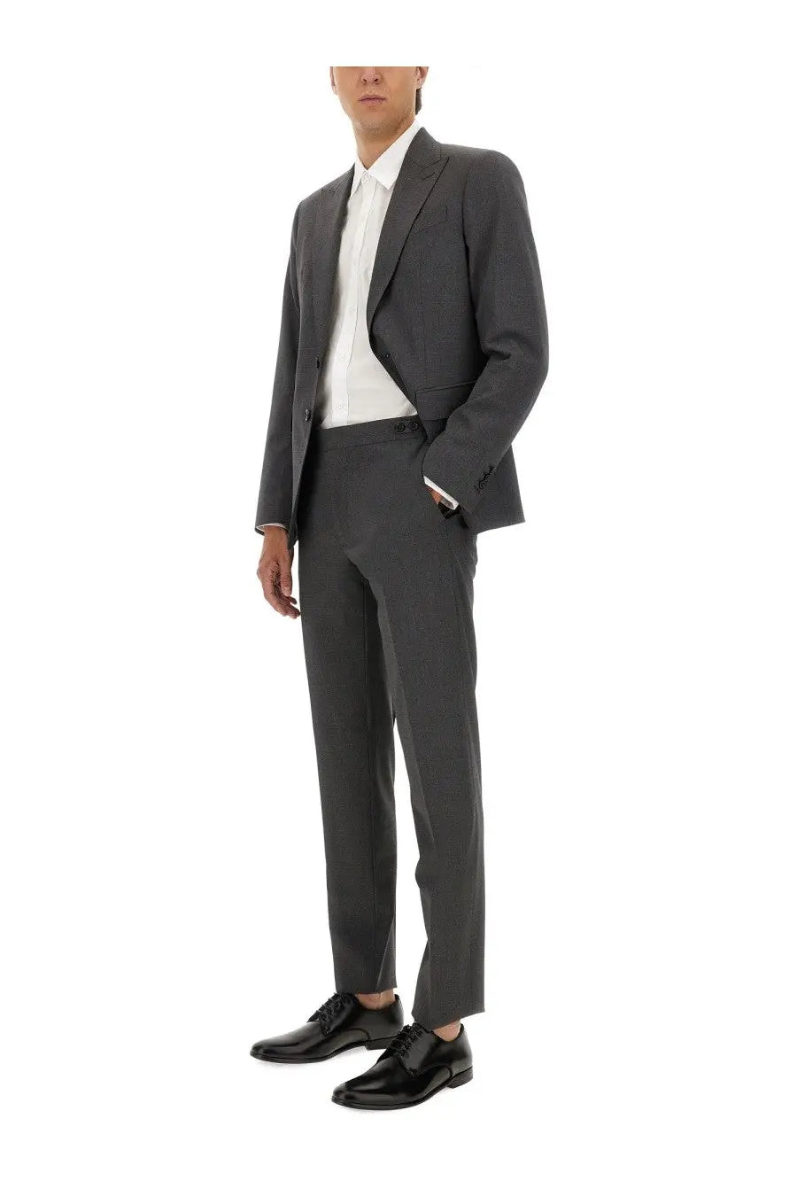 Dsquared2 men’s London dress grey tailored charcoal gray suit with sleek modern cut and subtle texture