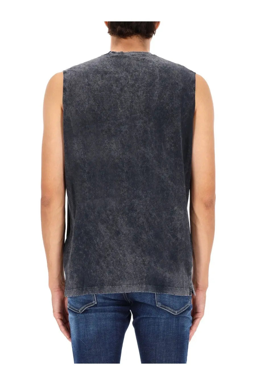 Dsquared2 men’s magliano shirt grey dark gray distressed sleeveless tank top with faded water-washed texture