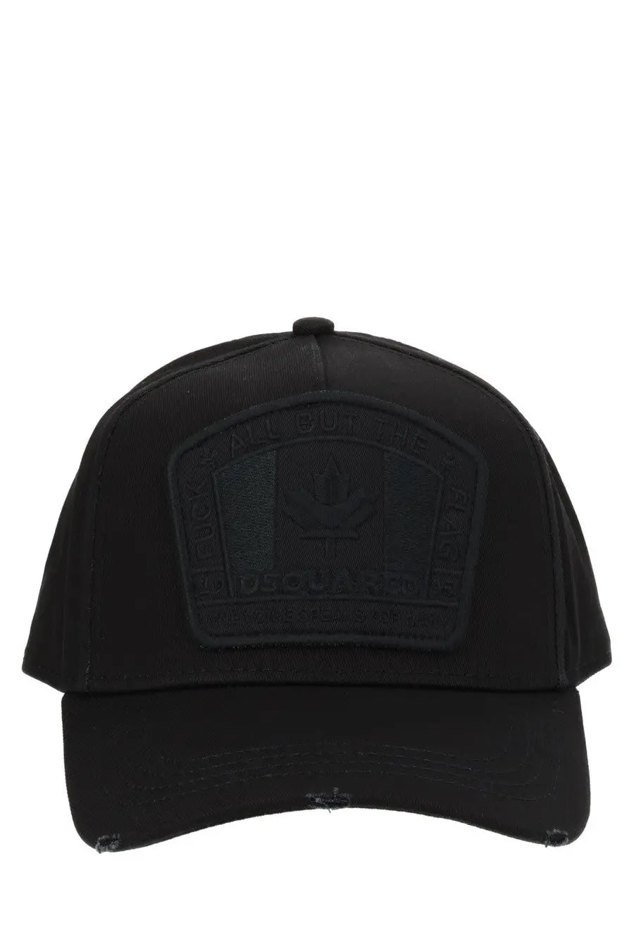 Dsquared2 men’s black baseball cap with distressed matte patch featuring the dsquared2 logo