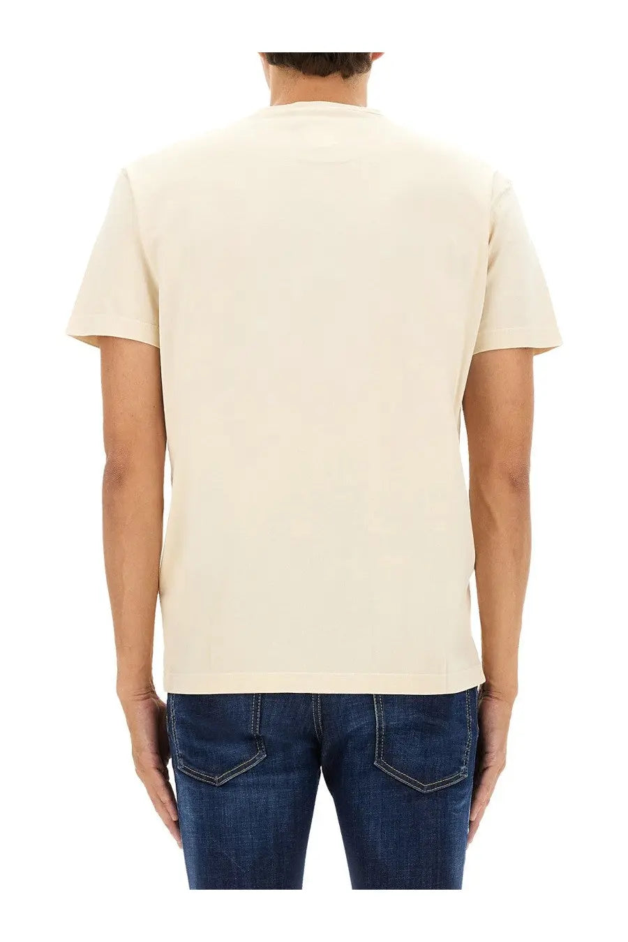 Dsquared2 men’s beige cream-colored cotton t-shirt with a simple crew neck and short sleeves