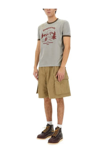Dsquared2 men’s grey t-shirt with red forest mountain graphic and vintage summer season 1964 print