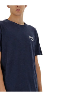 Dsquared2 men’s navy blue cotton t-shirt with white embroidered logo on the left chest multicolor shirt