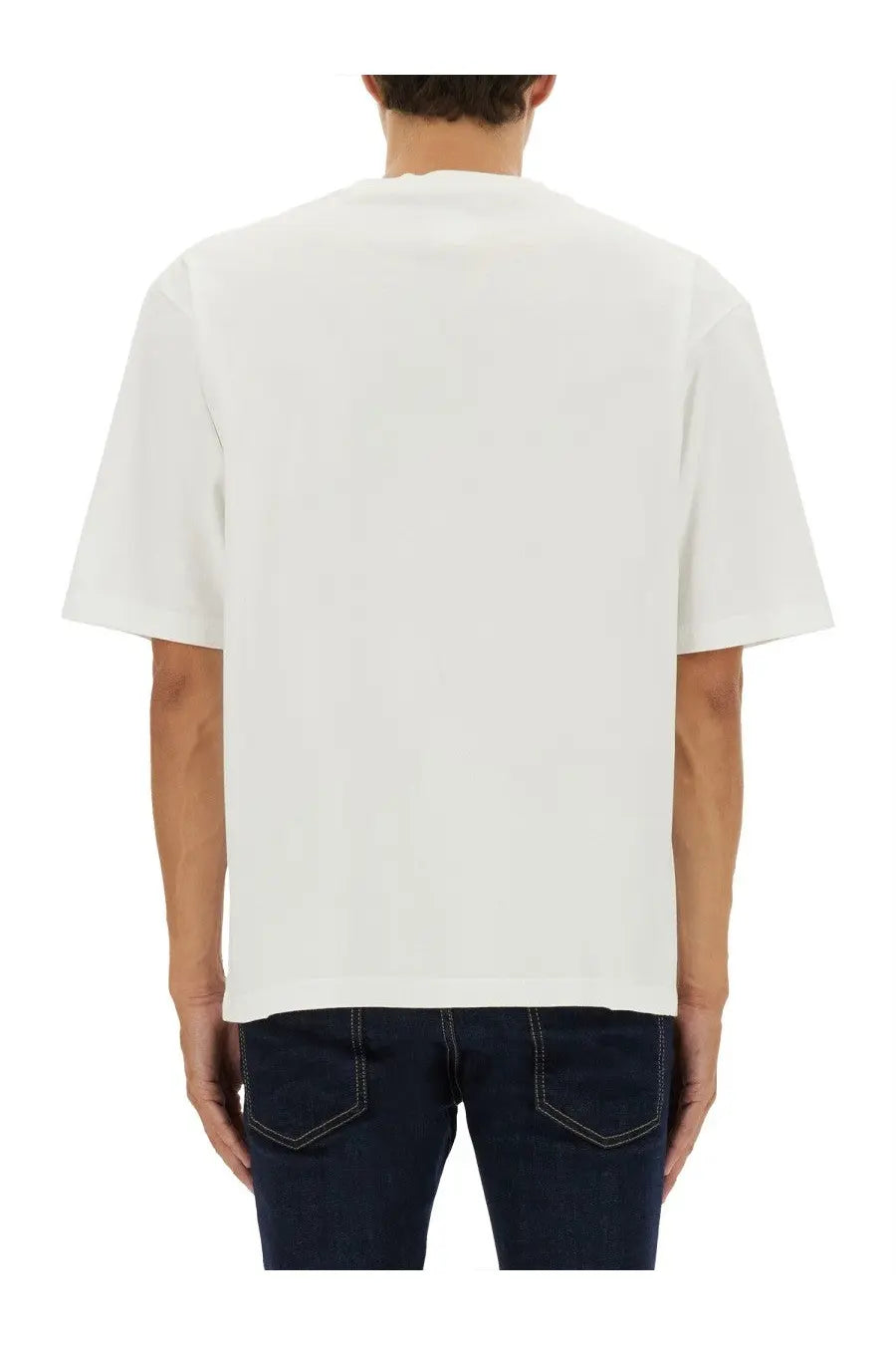 Dsquared2 men’s white cotton t-shirt with crew neck and short sleeves perfect for casual wear