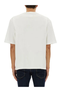 Dsquared2 men’s white cotton t-shirt with crew neck and short sleeves perfect for casual wear