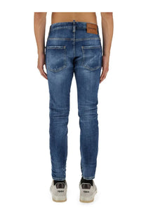 Dsquared2 men’s skater jeans blue slim fit denim with faded wash and subtle distressing details