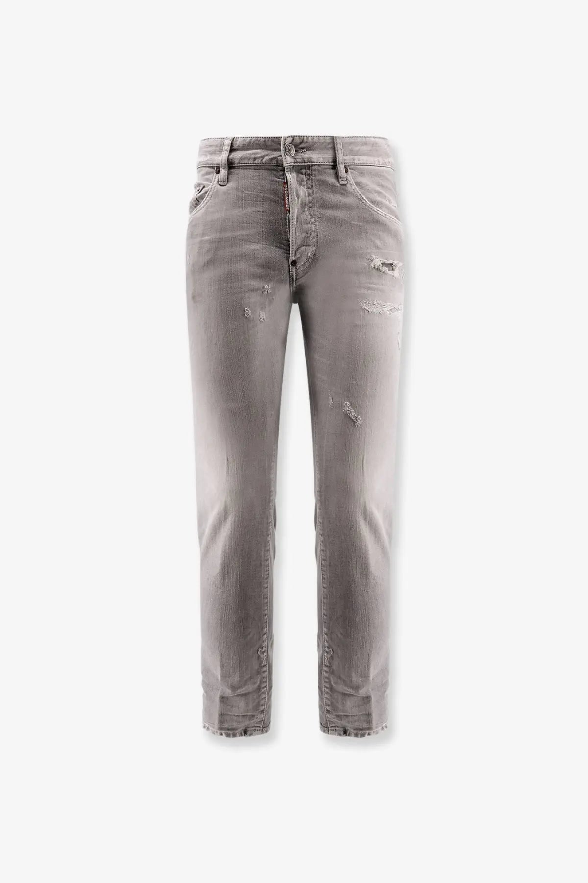 Dsquared2 men’s skater jeans grey in distressed gray denim with faded wash and subtle frayed details