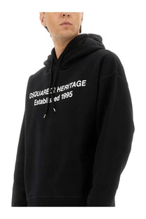 Dsquared2 men’s black heritage hoodie with white established 1995 text across the chest for casual wear