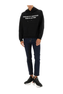 Dsquared2 men’s black heritage hoodie with white established 1995 text across the chest for casual wear
