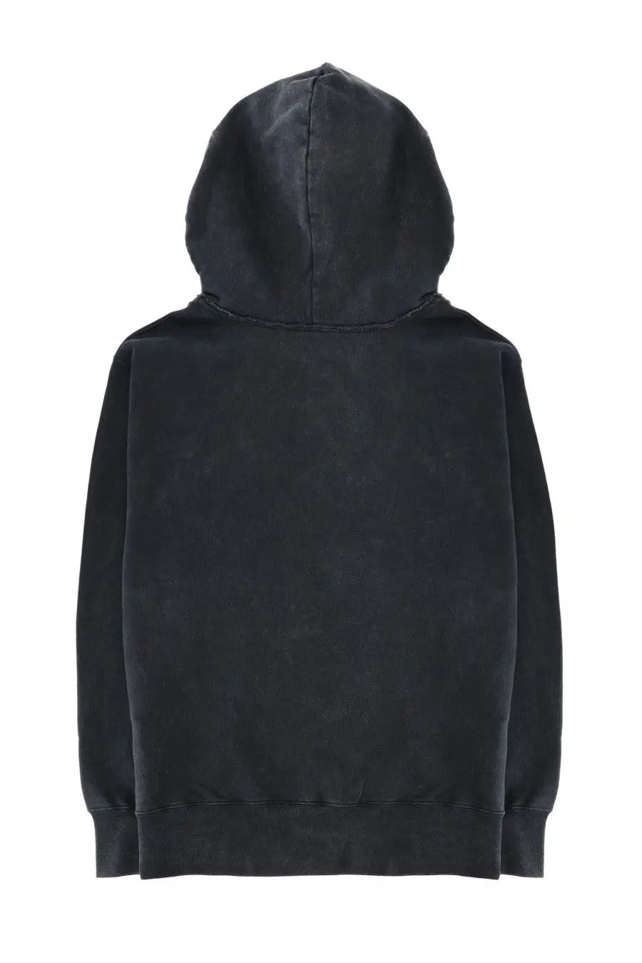 Dsquared2 men’s grey sweatshirt with faded textured fabric and ribbed cuffs and hem in a black hooded design
