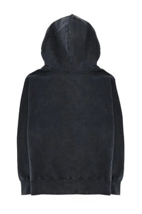Dsquared2 men’s grey sweatshirt with faded textured fabric and ribbed cuffs and hem in a black hooded design