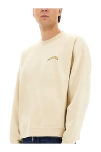 Cream-colored Dsquared2 men’s sweatshirt with small embroidered logo on chest in soft cotton fabric