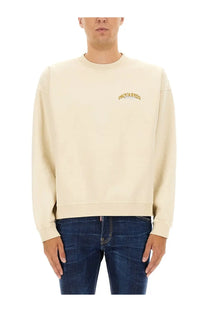 Cream-colored Dsquared2 men’s sweatshirt with subtle embroidered logo on chest made from soft fabric