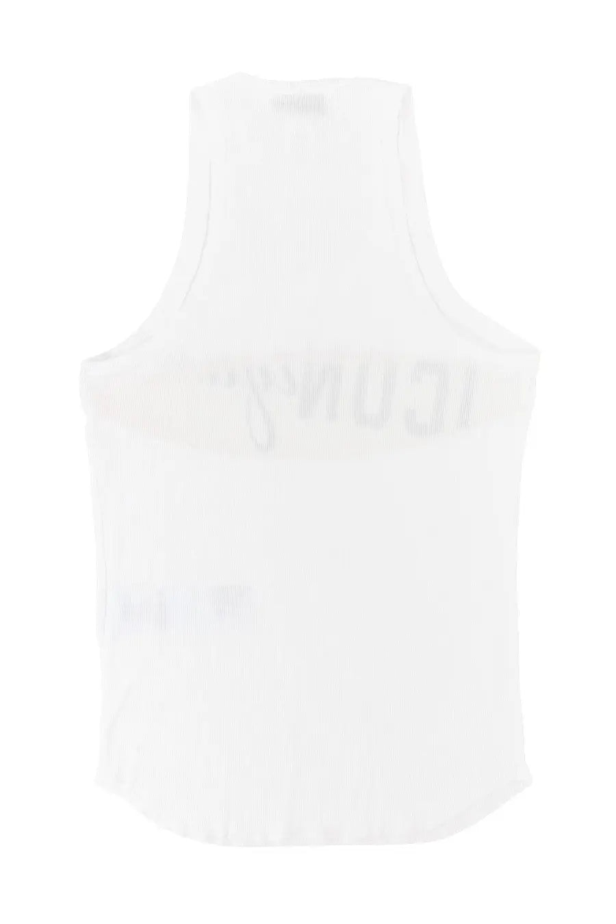 Dsquared2 unisex white sleeveless top with subtle faded icon logo across the chest for casual wear