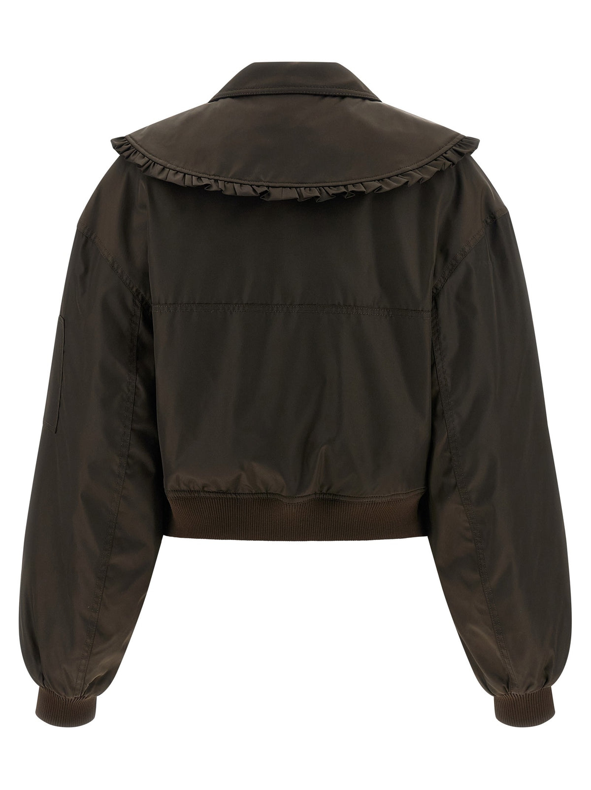 Ganni Duchesse Nylon Bomber Jacket Brown