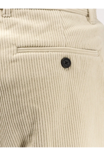 DUNST men’s beige corduroy trousers with dark button on front pocket in soft white fabric