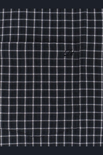 Dunst men’s cotton blend shirt in black featuring a black and white checkered pattern with subtle chest pocket embroidery