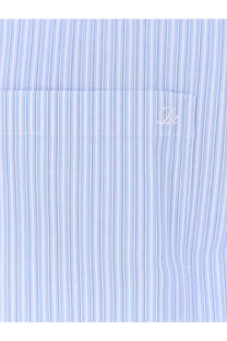 DUNST men’s cotton blend shirt in light blue and white vertical stripes with a subtle pocket detail
