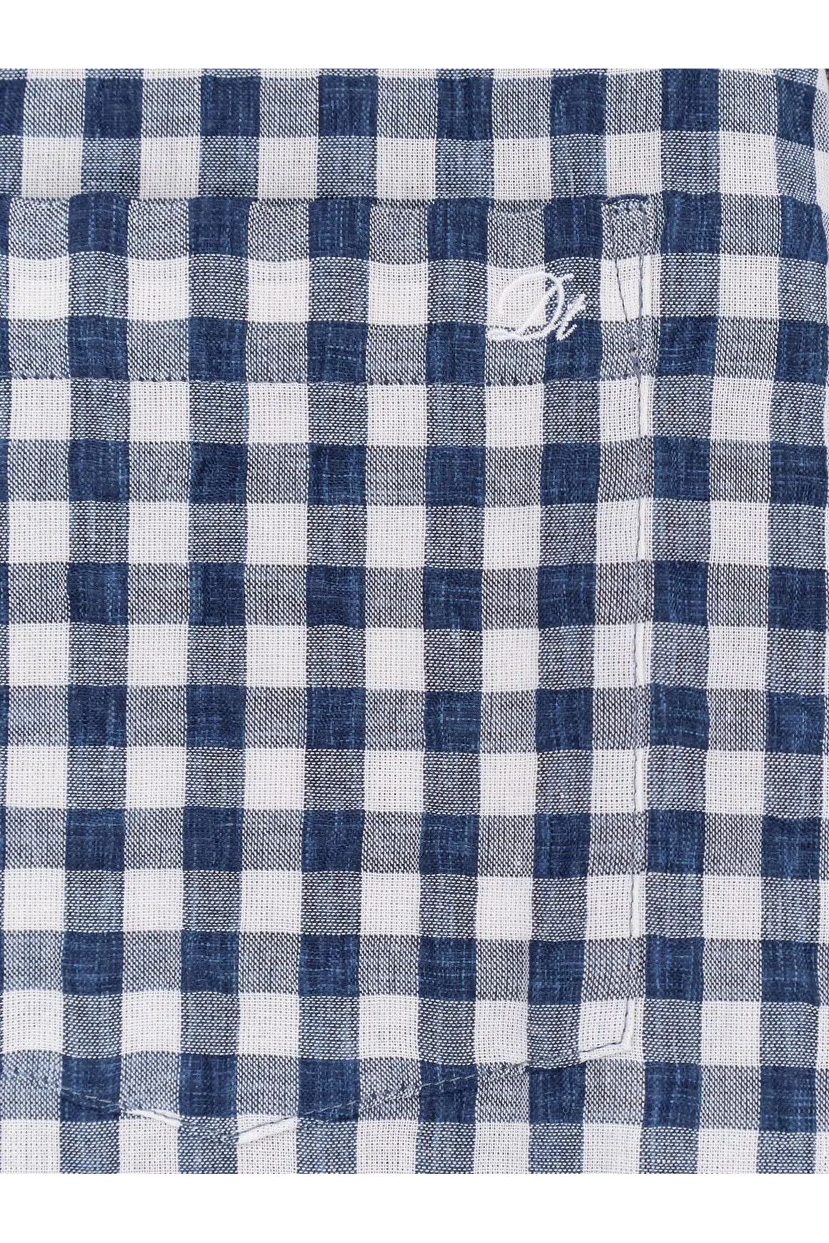 Dunst men’s cotton blend button-down shirt in blue and white gingham with embroidered chest pocket logo
