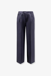 Navy blue dunst men’s pleated chino slacks with a sleek tailored fit and subtle waist pleats in wide-leg style