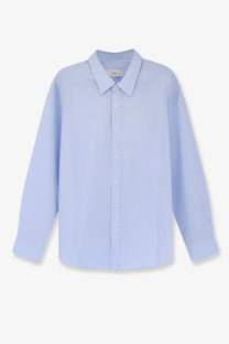 Dunst men’s unisex cotton shirt blue with light blue long sleeves classic collar and subtle stitching details