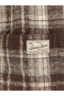 Brown and beige plaid madras pattern flannel jacket by dunst studio with white label on soft cotton fabric