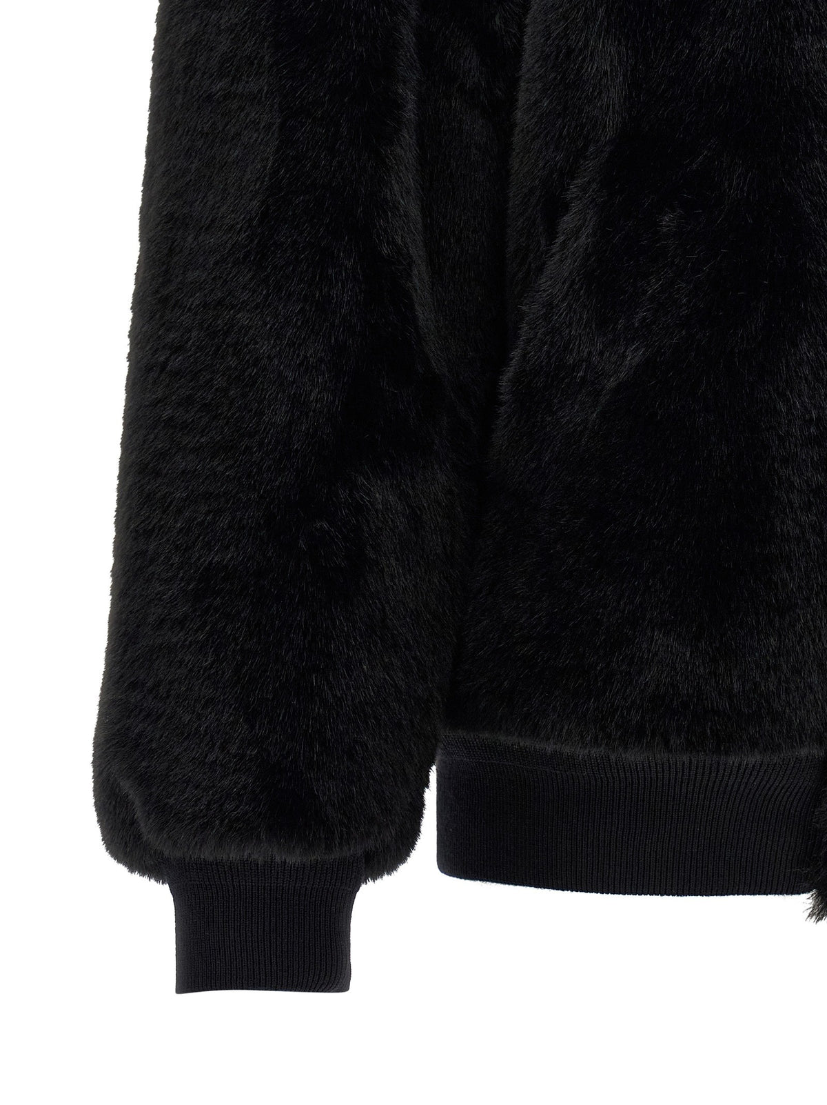 PRADA Eco Fur and Re Nylon Reversible Bomber Jacket Black