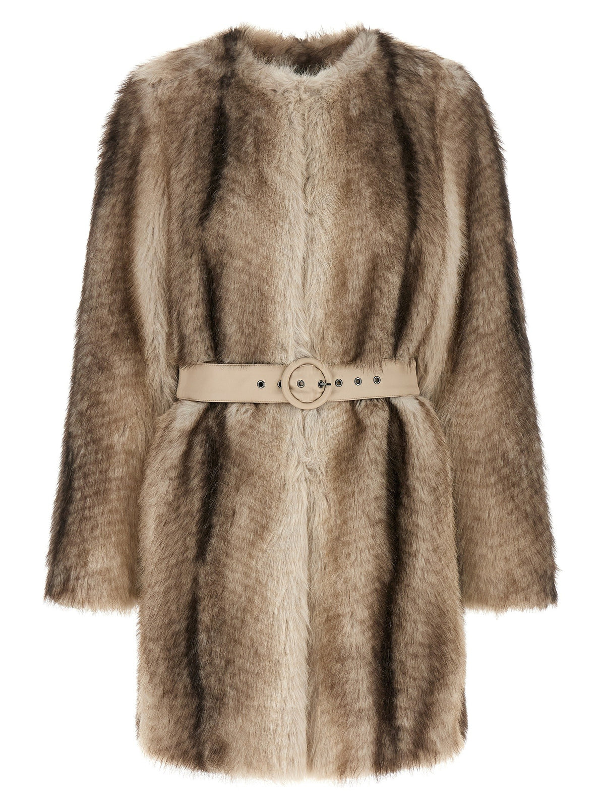 TWINSET Eco Fur Coat Brown