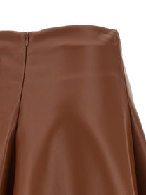 Nude Lucy Eco Leather Full Skirt Brown