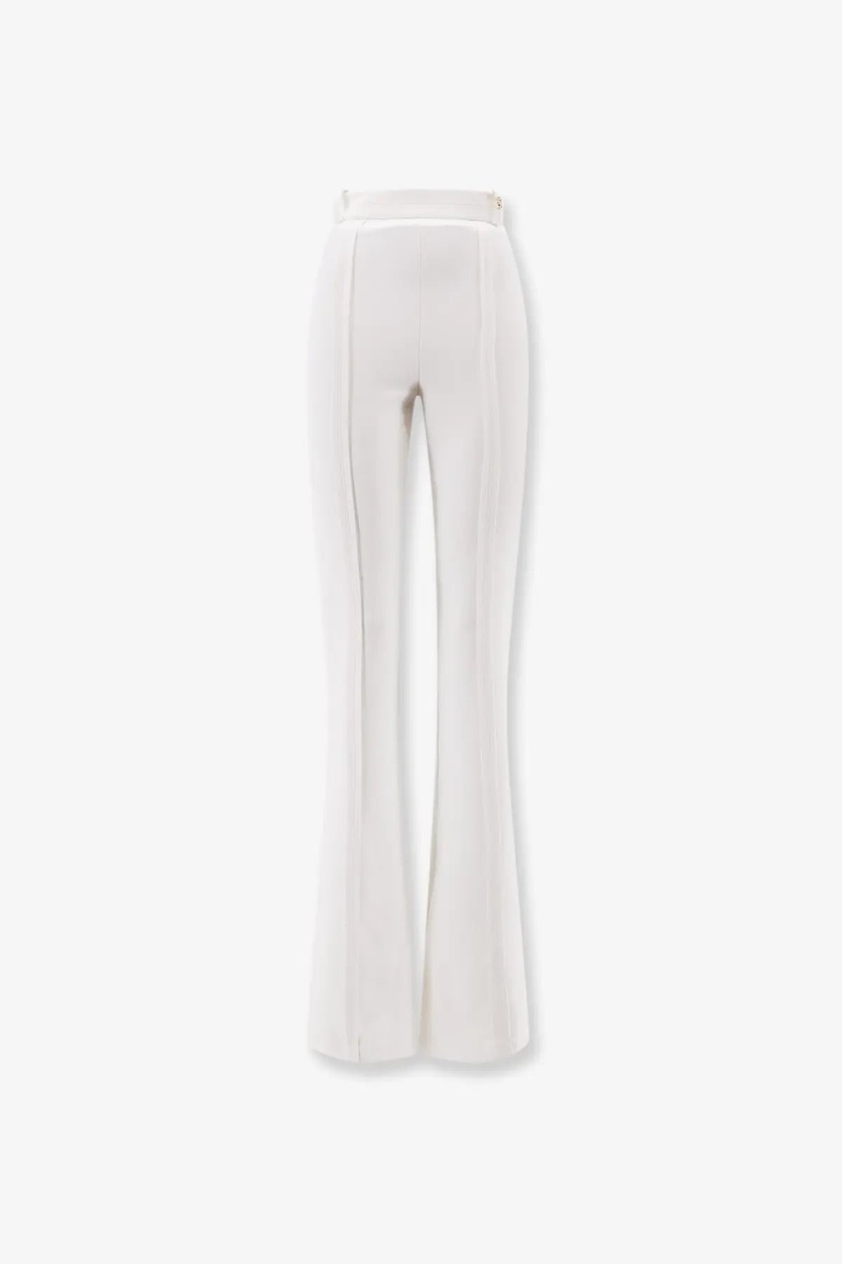 Elisabetta franchi women’s white high-waisted flared trousers with sleek tailored fit and subtle vertical seams