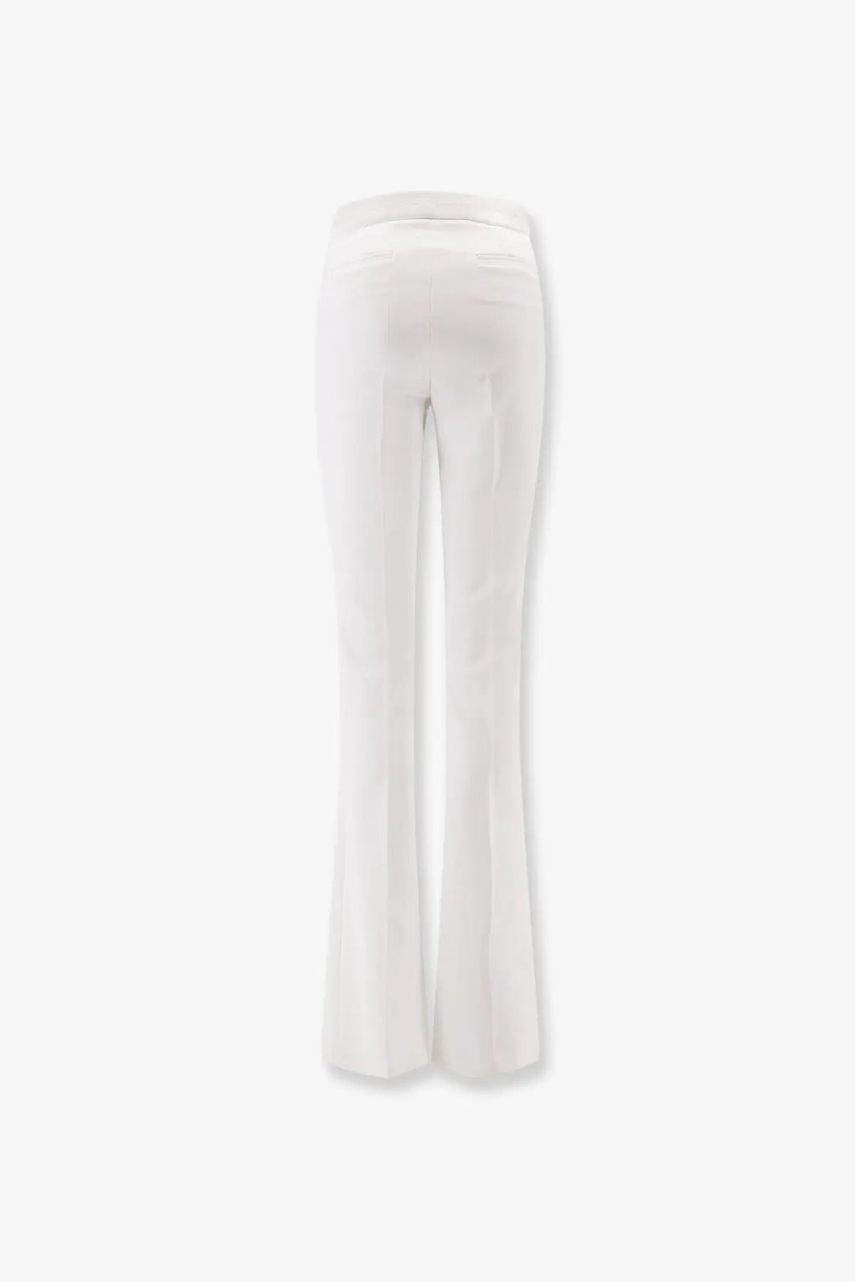 Elisabetta Franchi women’s white high-waisted flared trousers in smooth sleek fabric for daily wear
