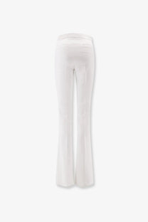 Elisabetta Franchi women’s white high-waisted flared trousers in smooth sleek fabric for daily wear