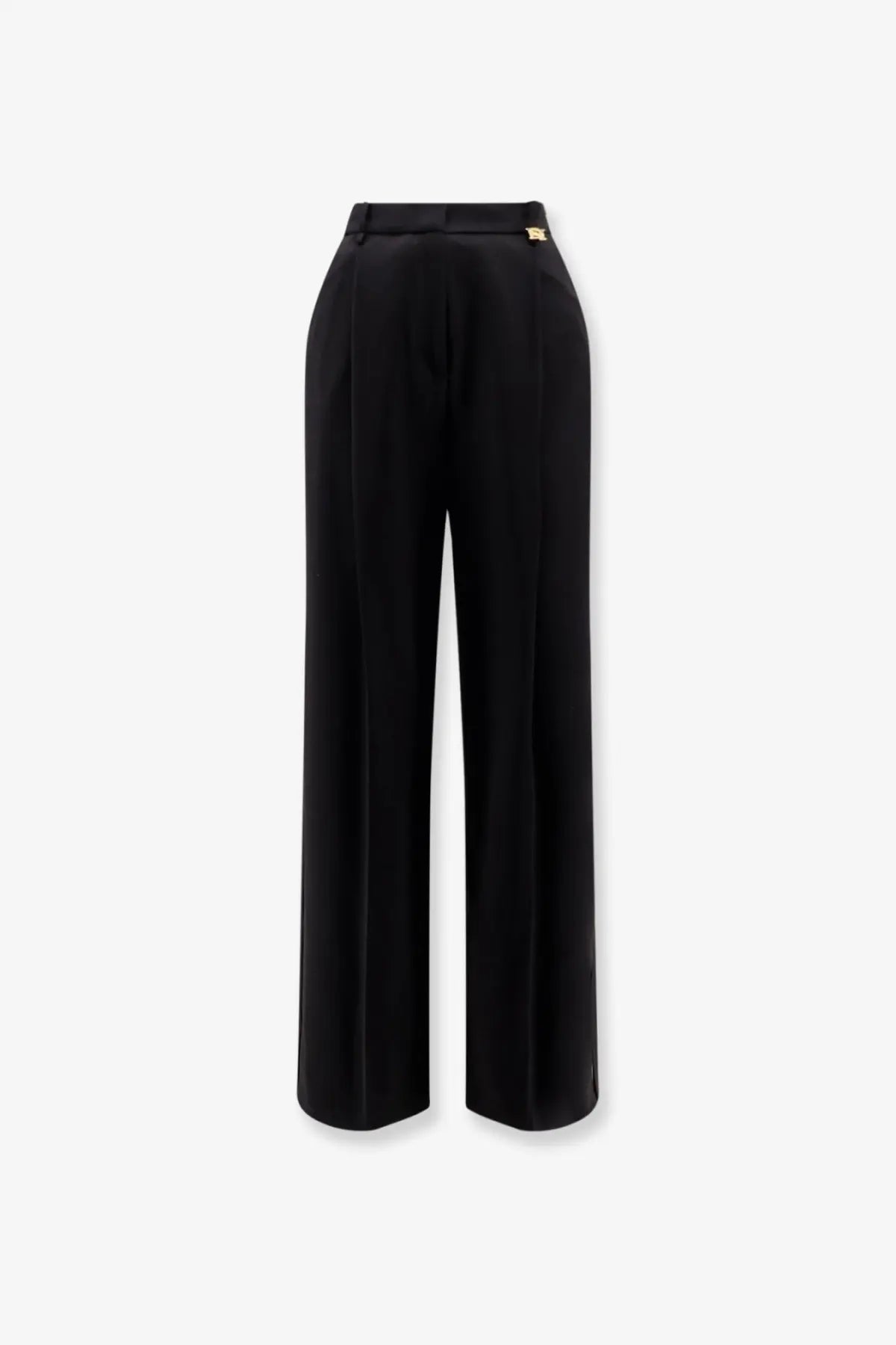 Elisabetta Franchi women’s essentials black high-waisted stretch trousers with wide legs and subtle front pleats