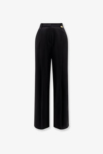 Elisabetta Franchi women’s essentials black high-waisted stretch trousers with wide legs and subtle front pleats