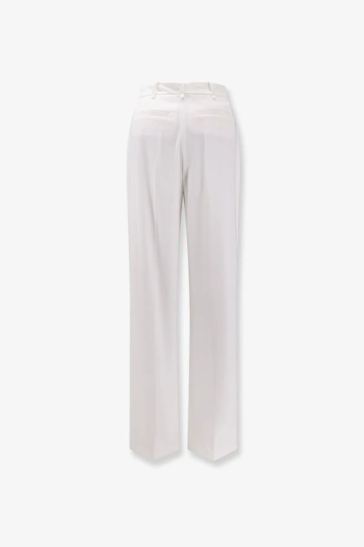 Elisabetta Franchi women’s essentials stretch white high-waisted trousers with straight-leg cut and back pleats visible