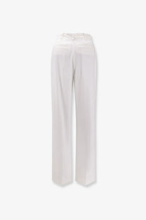 Elisabetta Franchi women’s essentials stretch white high-waisted trousers with straight-leg cut and back pleats visible