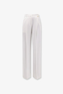 Elisabetta Franchi women’s essentials white high-waisted stretch trousers with sleek straight-leg cut and front pleating