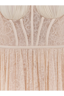 Elisabetta Franchi women’s cream lace dress with corset bodice and ruched detailing for elegant events