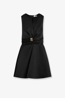 Elisabetta Franchi women’s black sleeveless mini dress with twisted waistband and metallic buckle detail