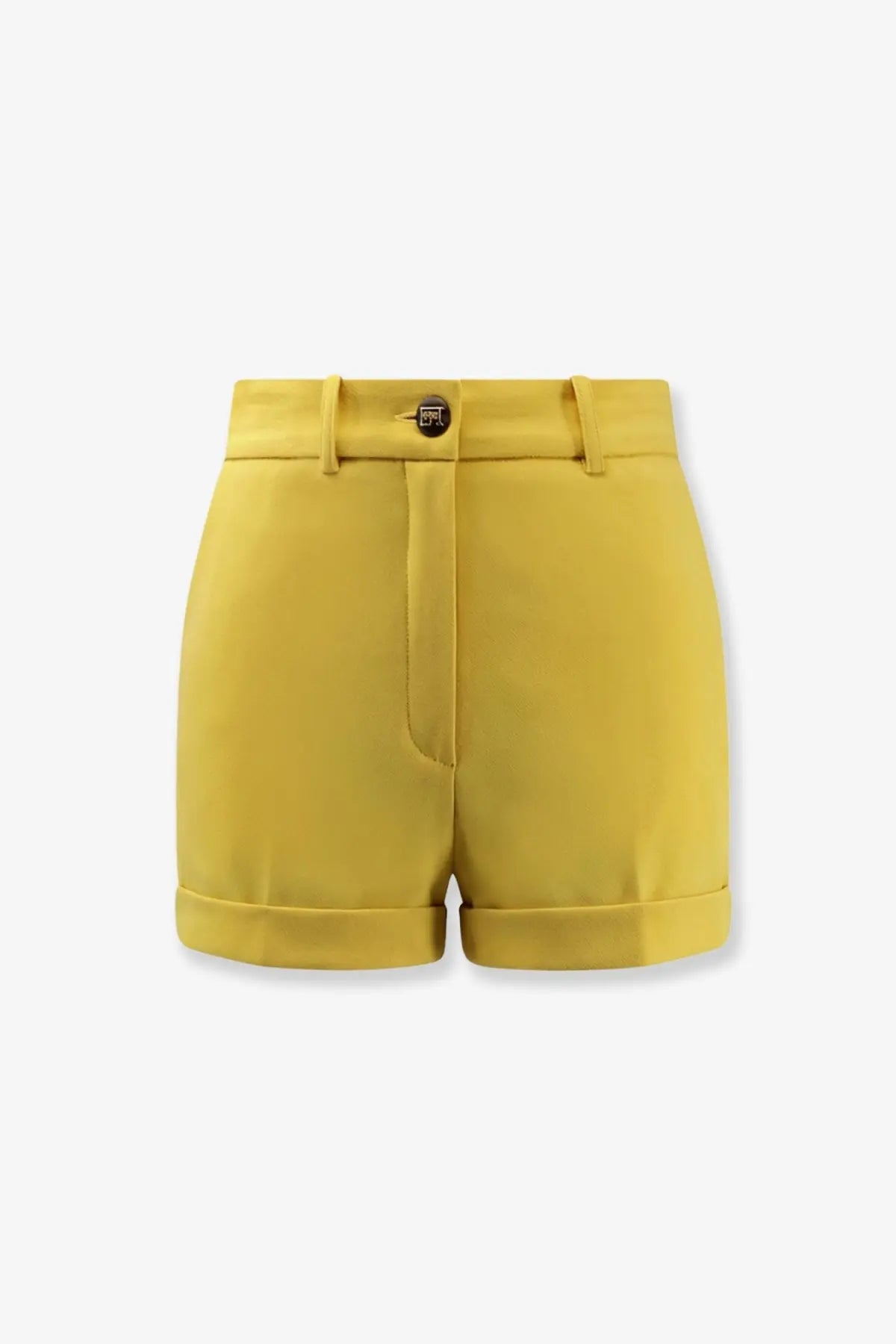 Elisabetta franchi women’s yellow high-waisted shorts with button closure and rolled cuffs for events