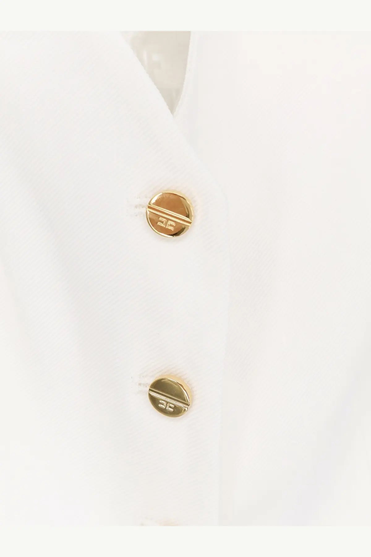 Elisabetta franchi women’s white linen and viscose vest with gold-toned circular buttons and engraved logo on white fabric