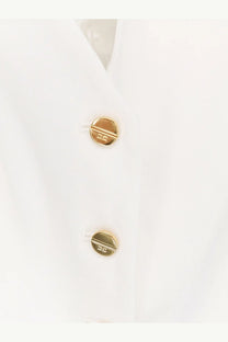 Elisabetta franchi women’s white linen and viscose vest with gold-toned circular buttons and engraved logo on white fabric