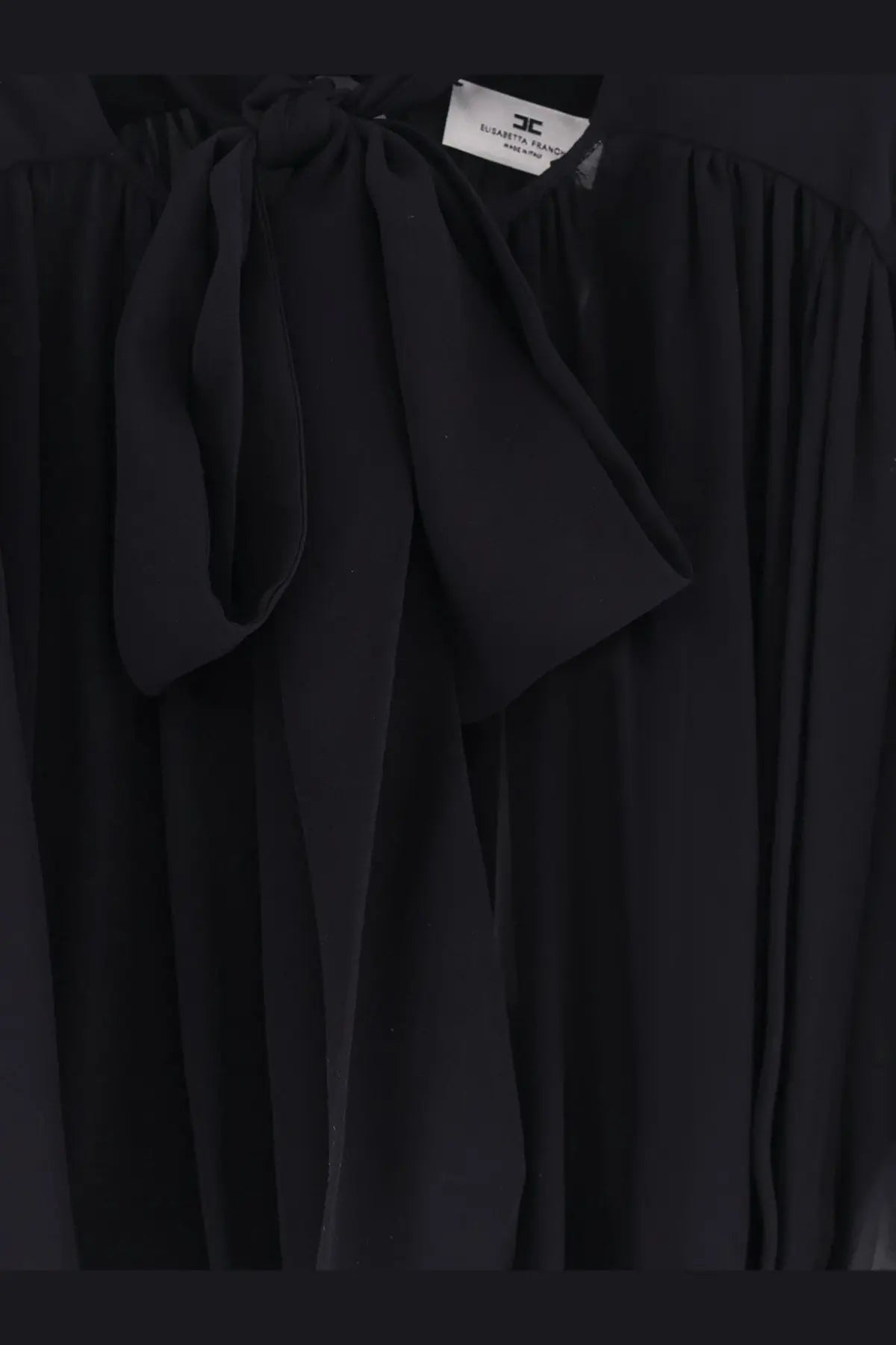 Elisabetta Franchi women’s black silk blouse with tied bow at the neckline for elegant style