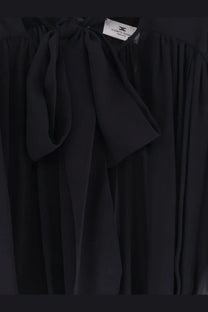 Elisabetta Franchi women’s black silk blouse with tied bow at the neckline for elegant style