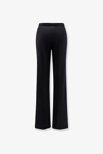 Elisbabetta franchi women’s black wide-leg trousers in sleek smooth fabric with subtle back waistband zipper detail