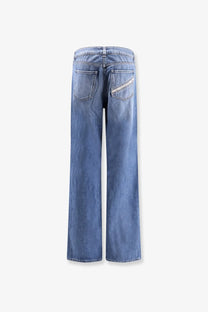 Elisabetta Franchi women’s urban cotton jeans in blue light-wash denim with a wide-leg cut and subtle stitching details