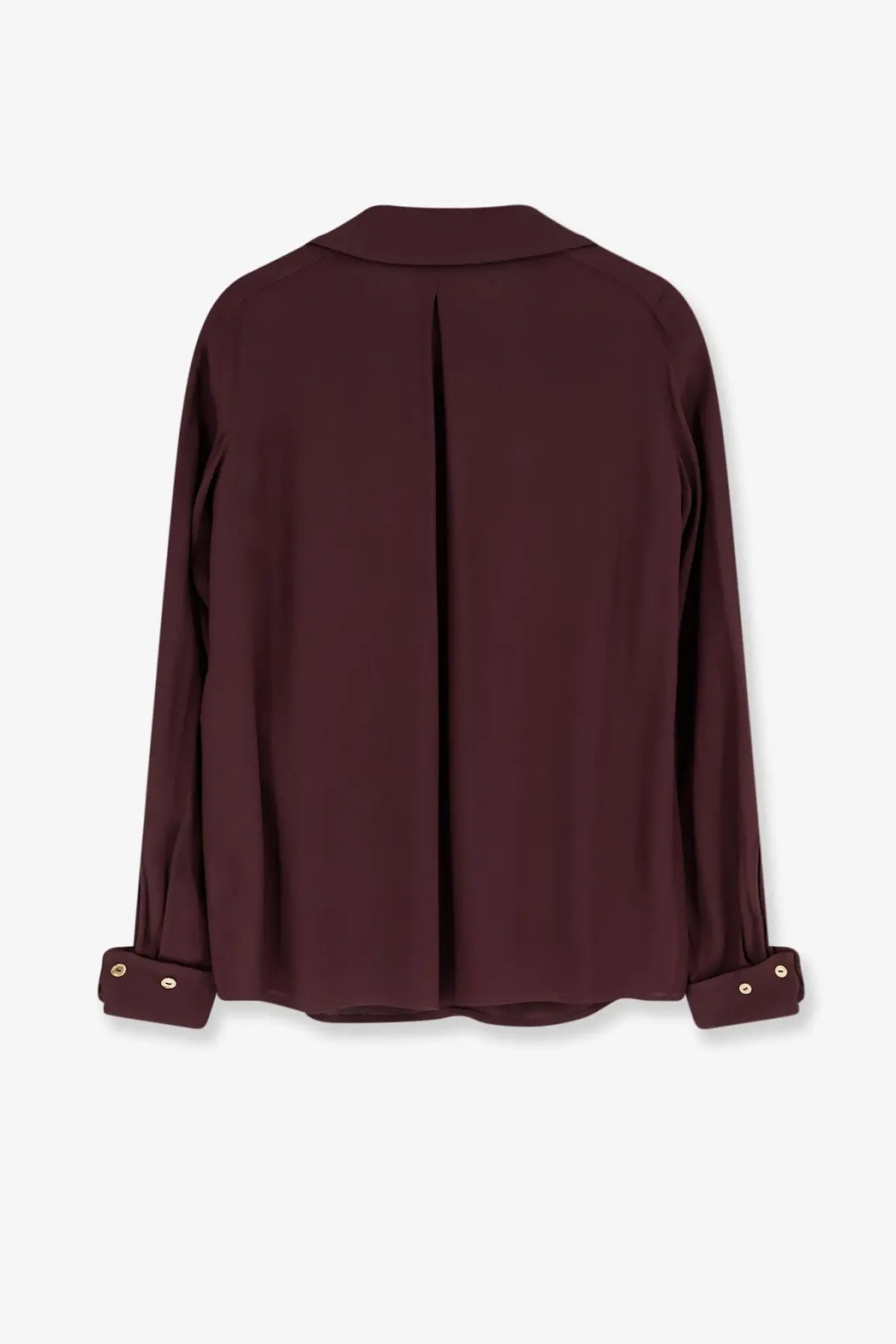 Elisabetta Franchi women’s brown viscose shirt in sleek burgundy silk with classic collar and buttoned cuffs